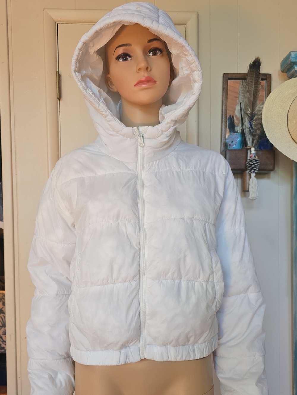 Ambiance White Hooded Puffer Jacket